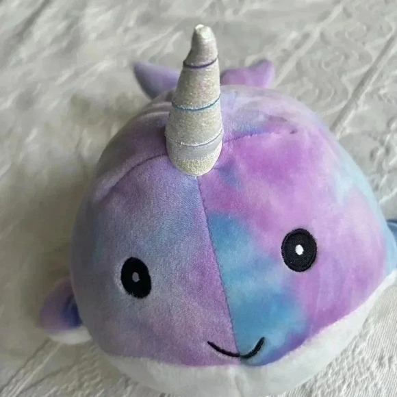 Squishmallows Hallie The Narwhal Galaxy Tie Dye 8” Kellytoy Purple Blue - Picture 7 of 9